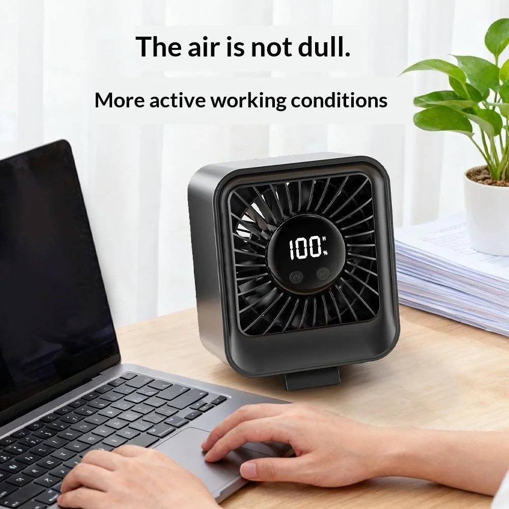 YS-G7 Desktop Fan Built-in 4000mAh Battery USB Rechargeable 8 Speeds Adjustable Table Fan with LED Display - Black - 3
