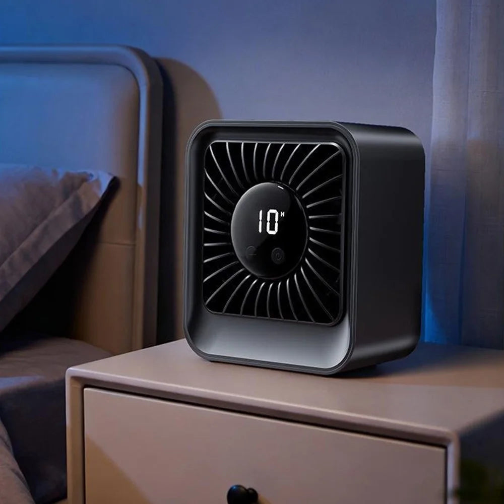 YS-G7 Desktop Fan Built-in 4000mAh Battery USB Rechargeable 8 Speeds Adjustable Table Fan with LED Display - Black - 6
