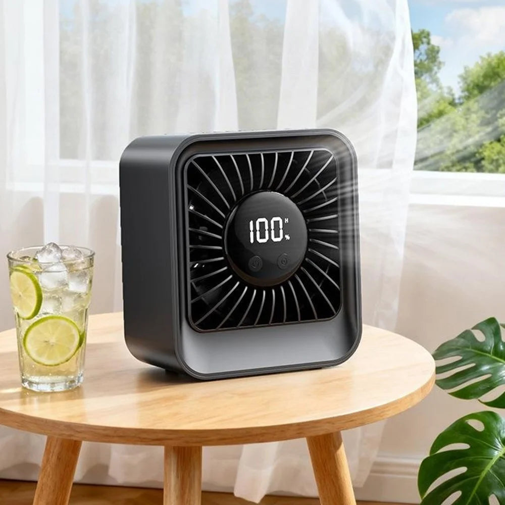 YS-G7 Desktop Fan Built-in 4000mAh Battery USB Rechargeable 8 Speeds Adjustable Table Fan with LED Display - Black - 7