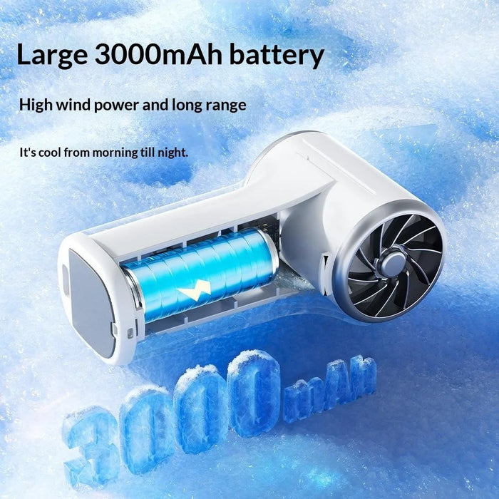 YS-G9 Mini Handheld Fan Built-in 3000mAh Battery Digital Display 100 Speeds Adjustable Clip-on Desktop Fan - White - 3
