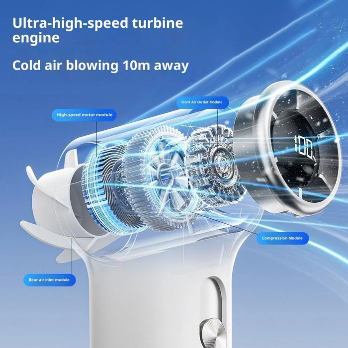 YS-G9 Mini Handheld Fan Built-in 3000mAh Battery Digital Display 100 Speeds Adjustable Clip-on Desktop Fan - White - 4