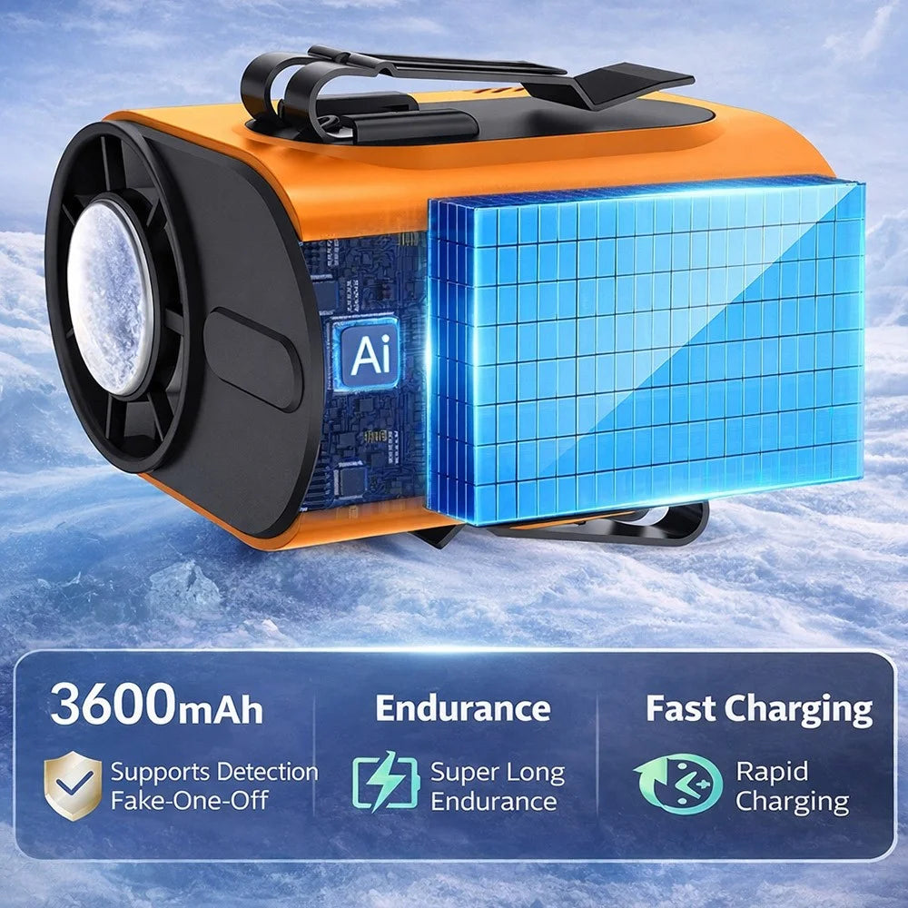 M376 Wearable Ice Cooling Fan 3600mAh High Speed Personal Cooler 100 Speed Levels for Outdoor Indoor - Orange - 4
