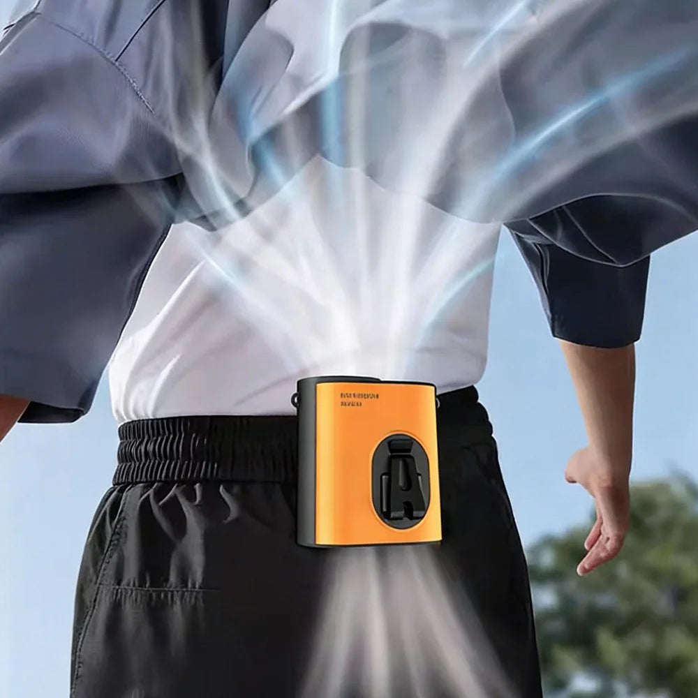 M376 Wearable Ice Cooling Fan 3600mAh High Speed Personal Cooler 100 Speed Levels for Outdoor Indoor - Orange - 5