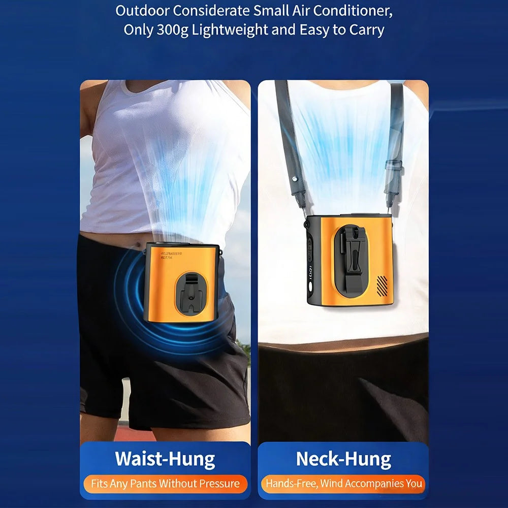 M376 Wearable Ice Cooling Fan 3600mAh High Speed Personal Cooler 100 Speed Levels for Outdoor Indoor - Orange - 7