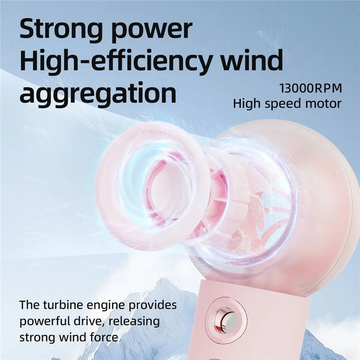 F001 Handheld Spray Fan 2000mAh 4 Speed Portable Cooling Mist Fan for Student Dorm Outdoor - Pink - 4