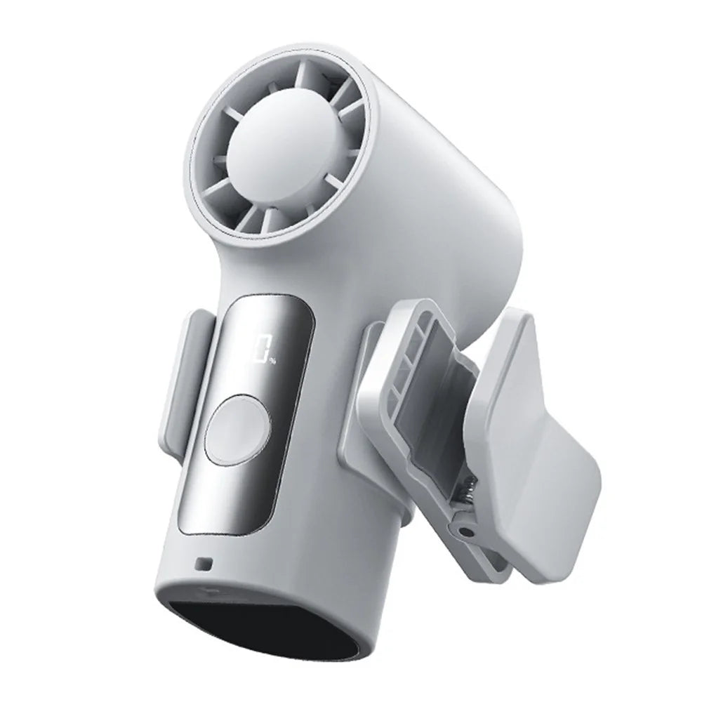 YS-G10 Mini Handheld Fan Built-in 3000mAh Battery Semiconductor Cold Compress LED Display Clip-on Fan for Travel Outdoor - White - 1