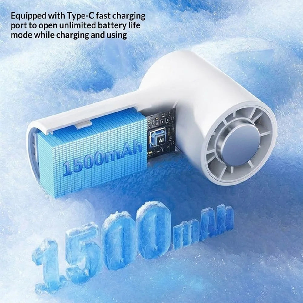 YS-G10 Mini Handheld Fan Built-in 1500mAh Battery LED Display Clip-on Summer Cooling Fan for Travel Outdoor - White - 3