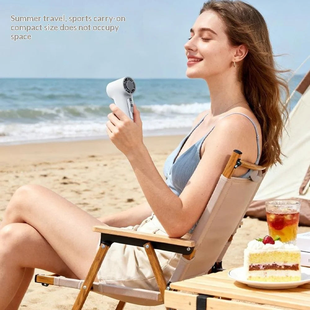 YS-G10 Mini Handheld Fan Built-in 1500mAh Battery LED Display Clip-on Summer Cooling Fan for Travel Outdoor - White - 7