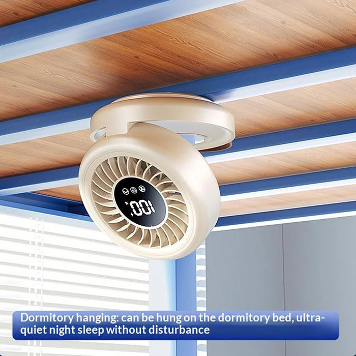 YS-G3 Automatic Oscillating Desk Fan 8 Speeds Adjustable Digital Display Foldable Wall Mount Fan with Remote, Built-in 8000mAh Battery - Khaki - 6