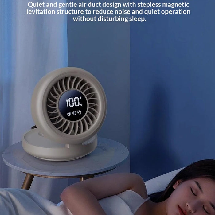YS-G3 Automatic Oscillating Desk Fan 8 Speeds Adjustable Digital Display Foldable Wall Mount Fan with Remote, Built-in 8000mAh Battery - Khaki - 7