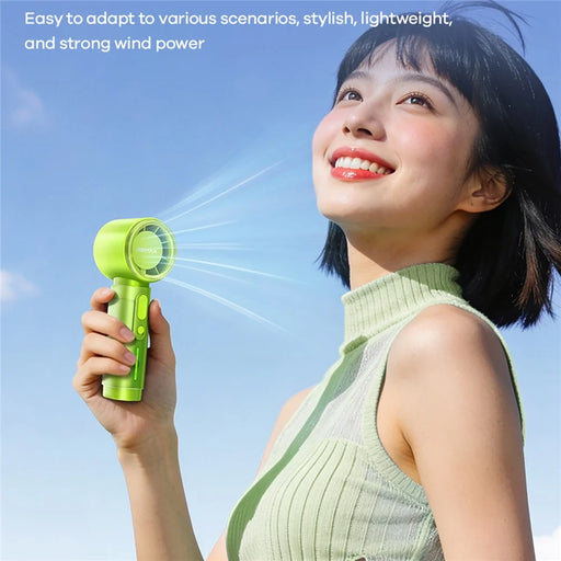 REMAX RS-SF23 Handheld Fan 5 Speed Adjustable 3000mAh Rechargeable Portable Mini Fan with LED Display - Green - 2
