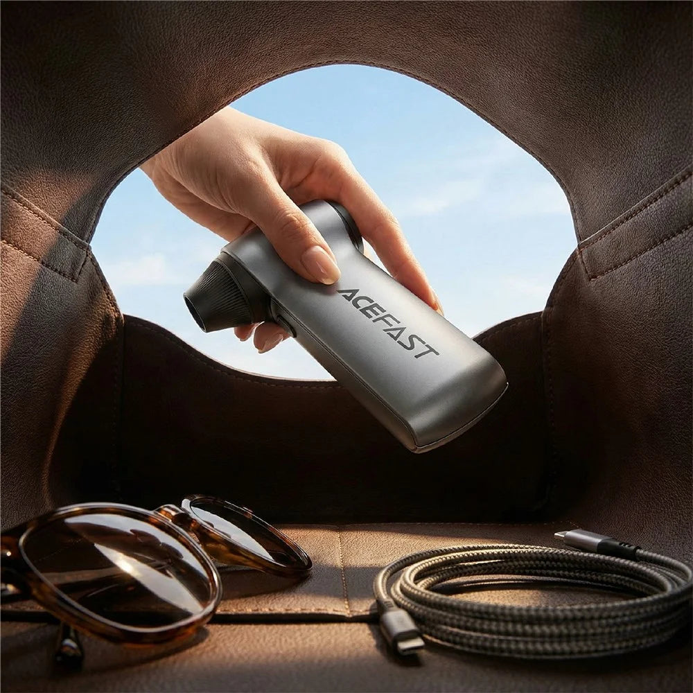 ACEFAST YF3 Handheld Turbo Blower 110000RPM 3 Speed 4 Nozzles Wireless Fan for PC Cleaning - Metal Grey - 6