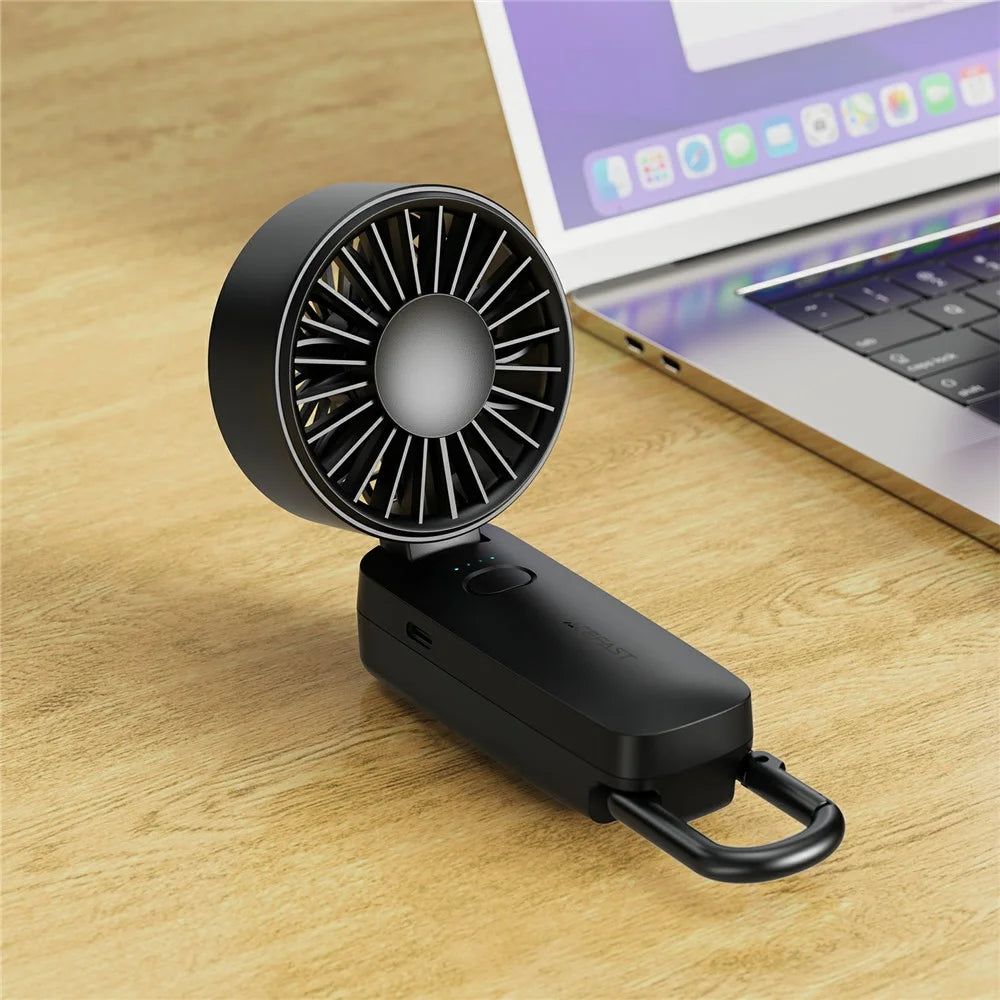 ACEFAST YF2 Handheld Fan 1800mAh Foldable Portable Mini Fan 4 Speed Adjustment Fan for Outdoor Travel - Black - 7