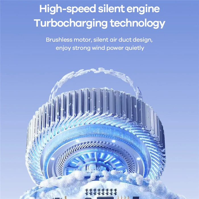 REMAX RS-SF27 Foldable Handheld Fan Semiconductor Cooling Digital Display 5-Speed Desktop Fan - Blue - 3