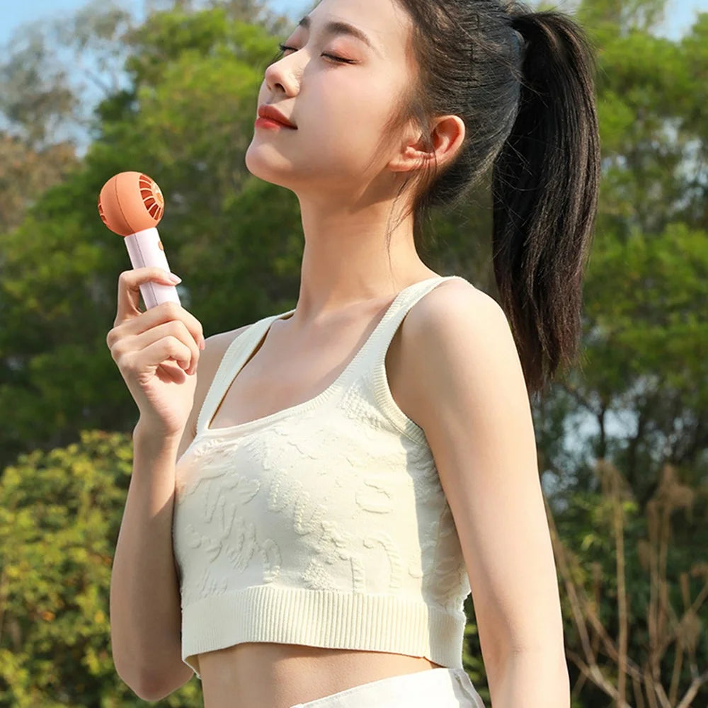 MF062 Cute Pocket Fan Portable Mini Cooling Fan 3 Gears Summer Mute Handheld Fan - Pink - 3