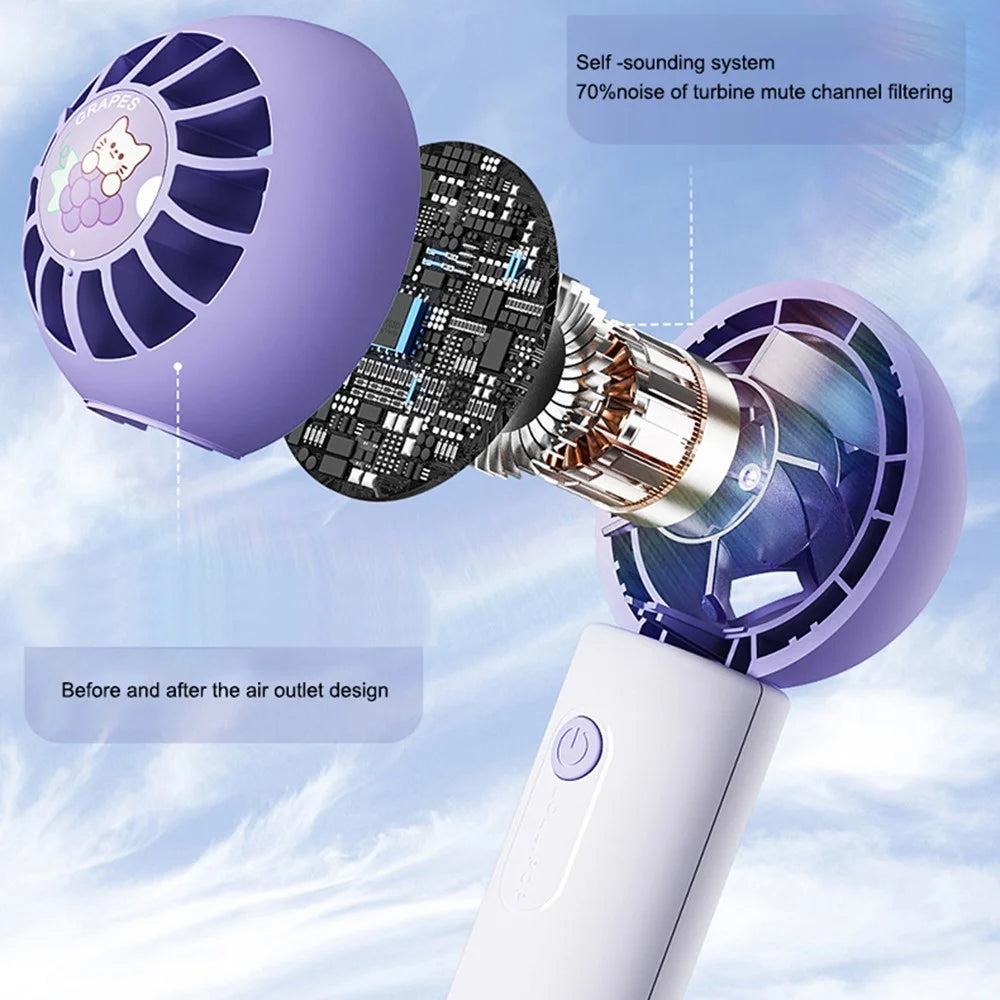 MF062 Cute Pocket Fan Portable Mini Cooling Fan 3 Gears Summer Mute Handheld Fan - Pink - 5