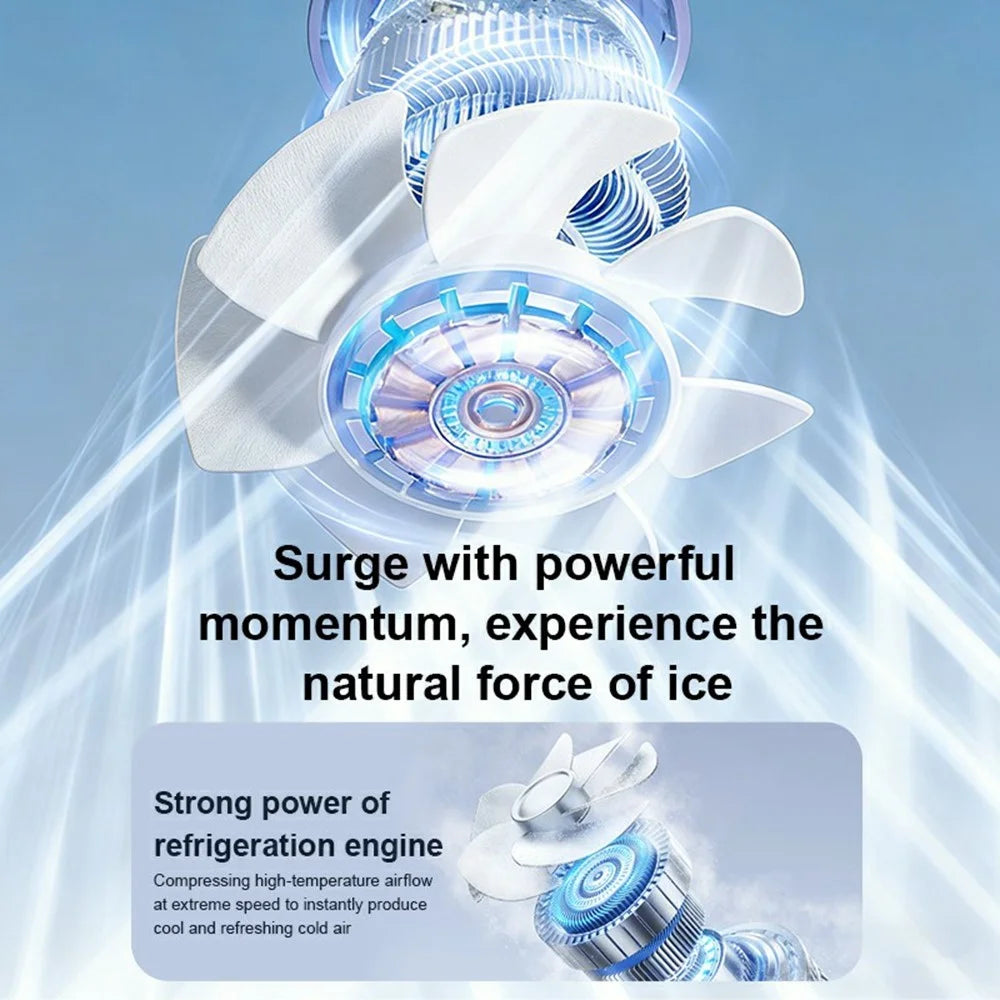 WD-01 Ice Cooling Handheld Fan 199-Speed Portable Semiconductor Cooler Mini Fan with LED Display for Outdoor - Blue - 5