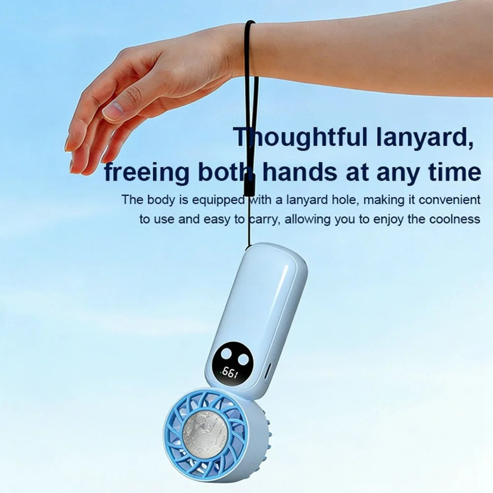 WD-01 Ice Cooling Handheld Fan 199-Speed Portable Semiconductor Cooler Mini Fan with LED Display for Outdoor - Blue - 7