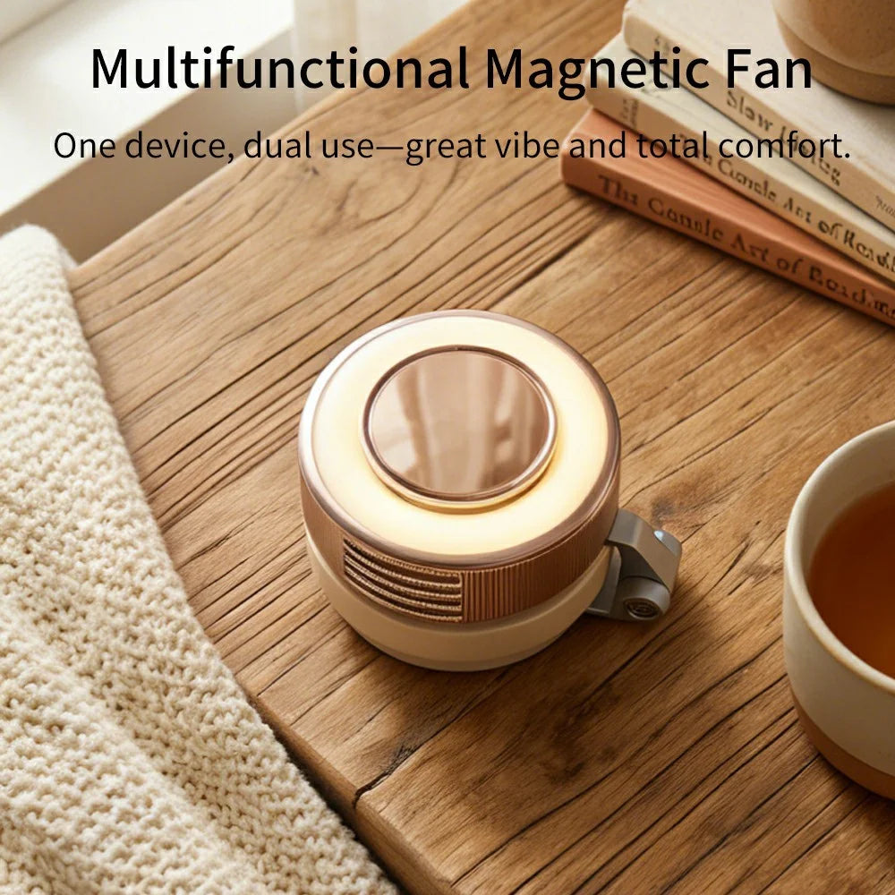 MF135 5 Speed Levels Adjustable Magnetic Cooling Fan with 36-LED Fill Light Portable Desk Fan for Home Office - Light Pink - 6