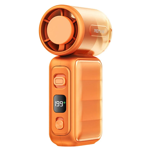REMAX RS-SF25 Handheld Mini Fan Portable Fan 199 Speed Levels LED Display Cooling Fan for Travel Outdoor - Orange - 1