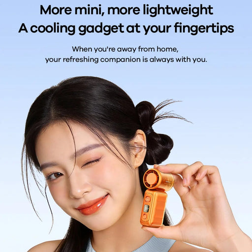 REMAX RS-SF25 Handheld Mini Fan Portable Fan 199 Speed Levels LED Display Cooling Fan for Travel Outdoor - Orange - 2