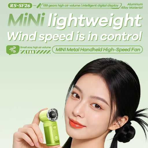 REMAX RS-SF26 Mini Metal Handheld Fan 199 Speed Levels Digital Display Portable Cooling Fan - Orange - 2