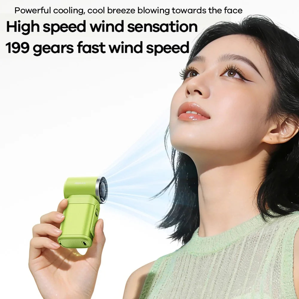 REMAX RS-SF26 Mini Metal Handheld Fan 199 Speed Levels Digital Display Portable Cooling Fan - Orange - 3