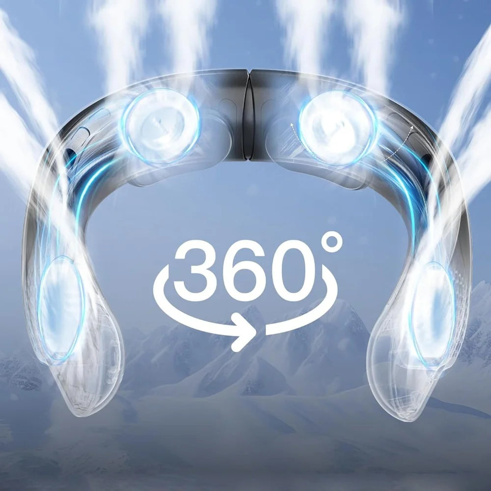 S8 Quad-Core Turbine Bladeless Neck Fan 3-Speed Adjustable Portable Cooling Fan for Outdoor Office - White - 3