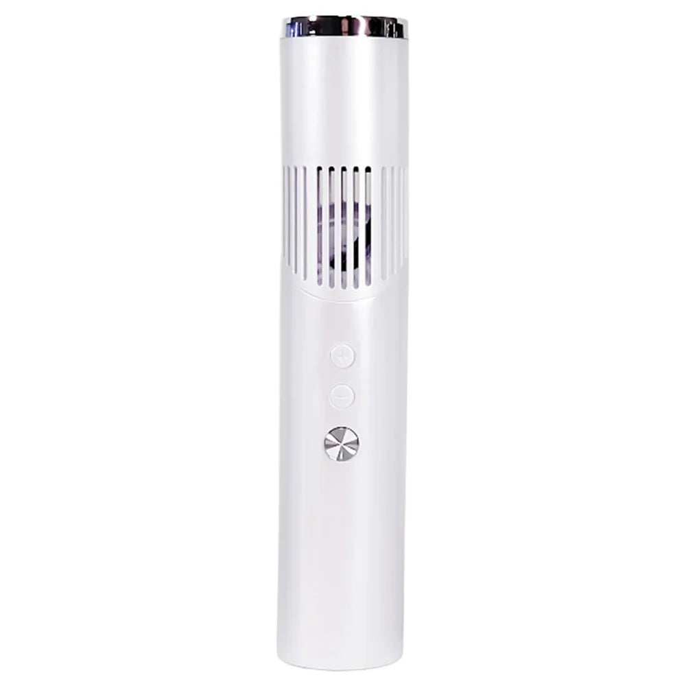 Mini Lipstick Shape Handheld Fan 199-Speed Adjustable Digital Display Silent Cooling Fan Built-in LED Light - White - 1
