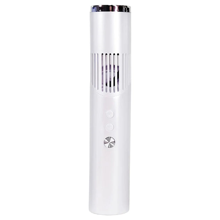 Mini Lipstick Shape Handheld Fan 199-Speed Adjustable Digital Display Silent Cooling Fan Built-in LED Light - White - 1