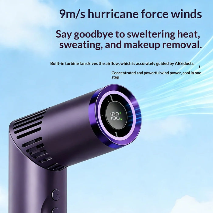 Mini Lipstick Shape Handheld Fan 199-Speed Adjustable Digital Display Silent Cooling Fan Built-in LED Light - White - 6