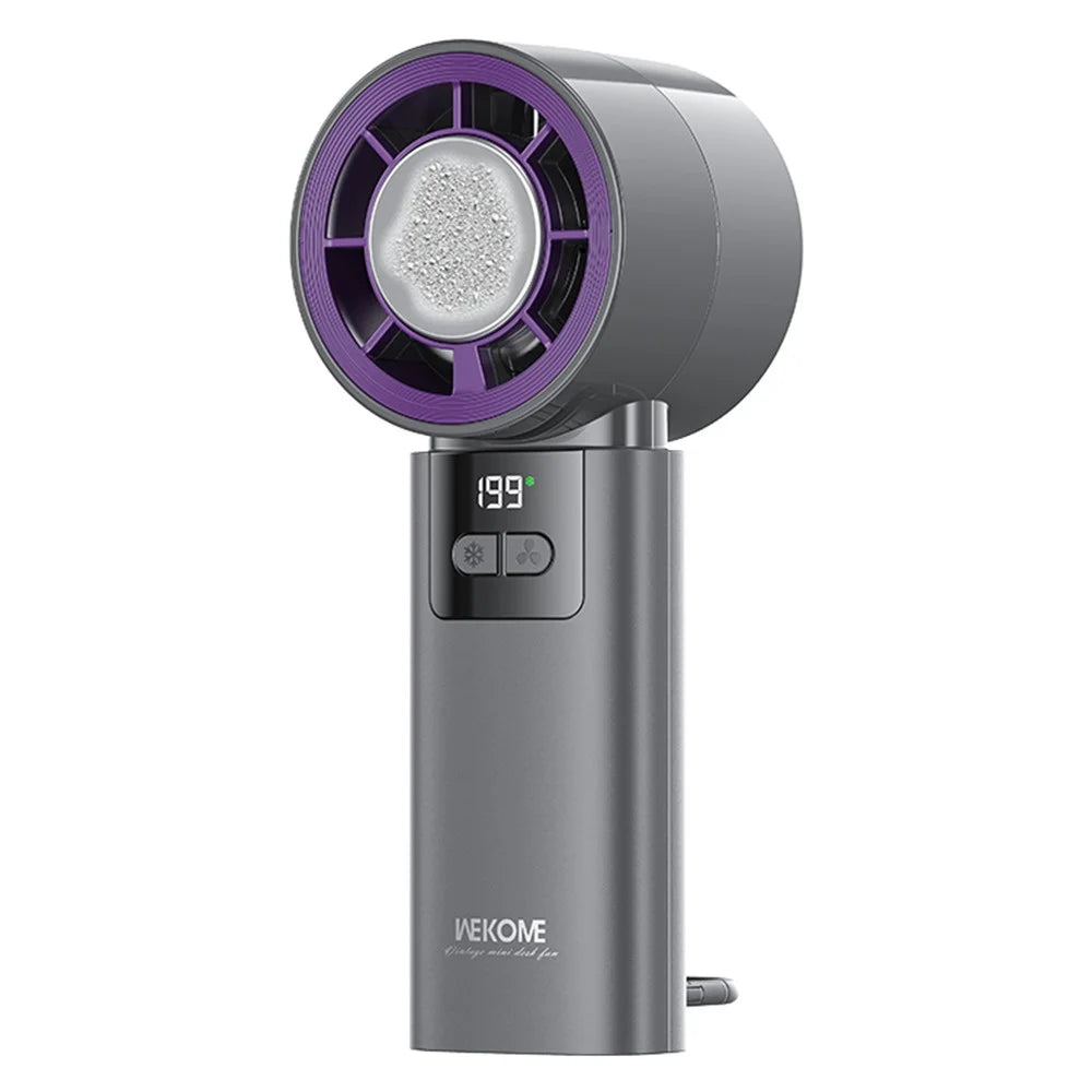 WEKOME WT-F29 200-Speed Adjustable Handheld Fan LED Display Semiconductor Cooling Fan with Hanging Hook - Grey - 1