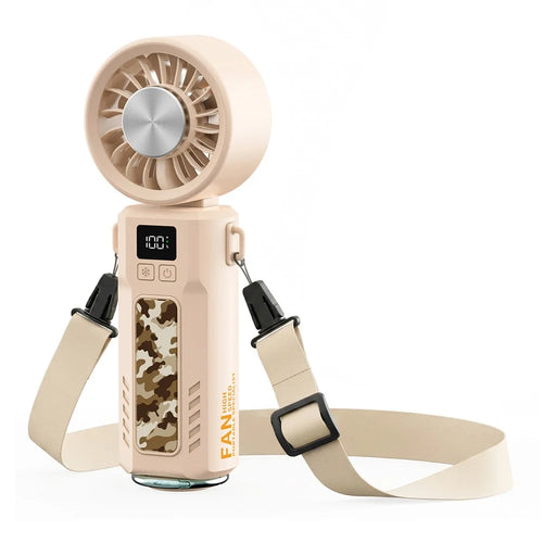 F004 Handheld Ice Cooling Fan 3600mAh USB Rechargeable Portable 7500RPM 5-Speed Turbo Fan for Outdoor Sports - Camouflage - 1
