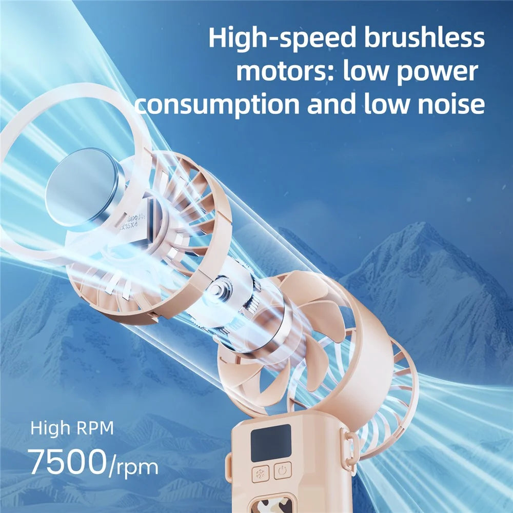 F004 Handheld Ice Cooling Fan 3600mAh USB Rechargeable Portable 7500RPM 5-Speed Turbo Fan for Outdoor Sports - Camouflage - 4