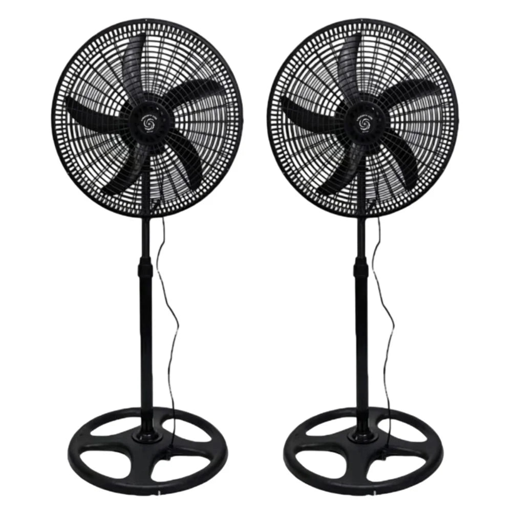 2Pcs 18 Inch Floor Standing Fan Height Adjustable Oscillating Electric Air Circulator Fan for Home Office, 220V / EU Plug - Black - 1