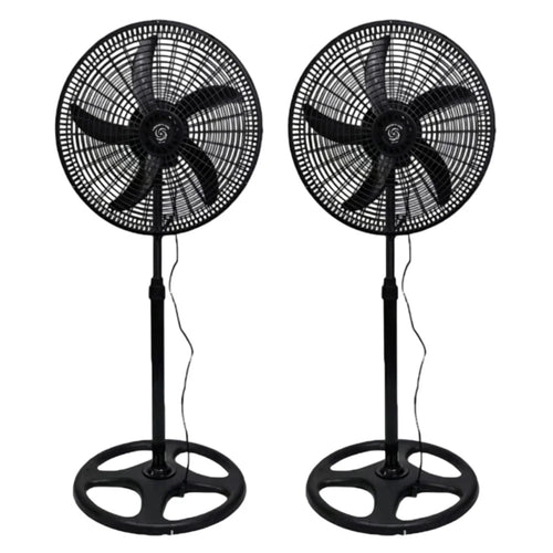 2Pcs 18 Inch Floor Standing Fan Height Adjustable Oscillating Electric Air Circulator Fan for Home Office, 220V / EU Plug - Black - 1