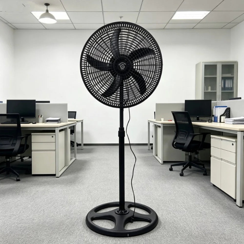2Pcs 18 Inch Floor Standing Fan Height Adjustable Oscillating Electric Air Circulator Fan for Home Office, 220V / EU Plug - Black - 3
