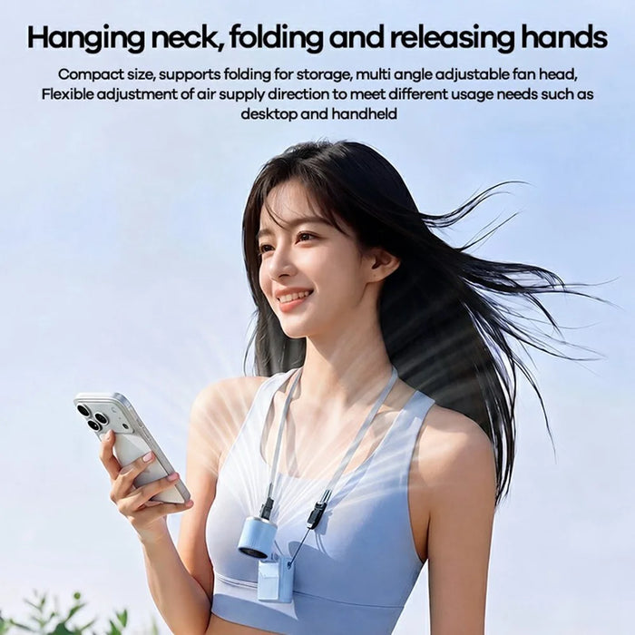 REMAX RS-SF35 Mini Foldable Cooling Fan 3000mAh Portable Desktop Handheld Fan for Travel Outdoor - White - 3