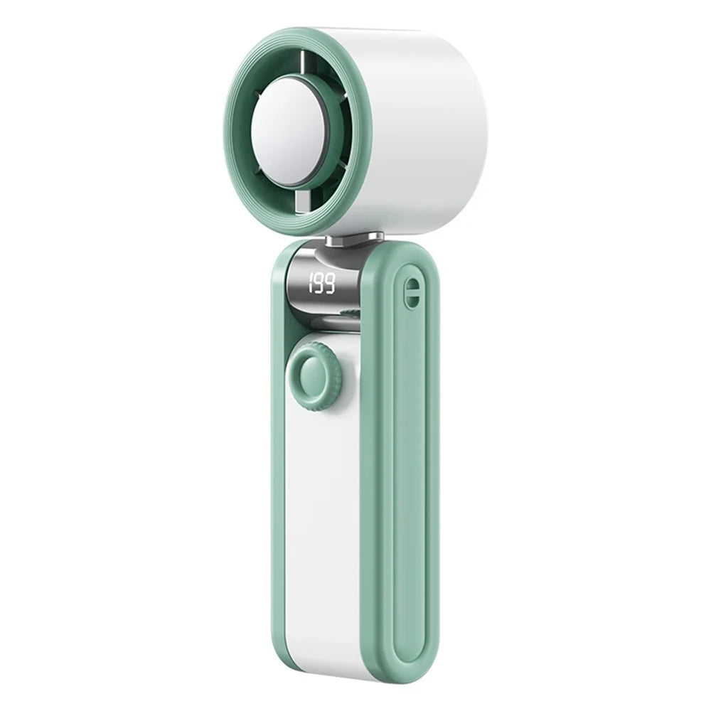 Y30 Folding Handheld Fan Triple Folding 3600mAh 199-Speed TEC Semiconductor Ice Cooling Portable Fan for Outdoor Indoor - Green - 1