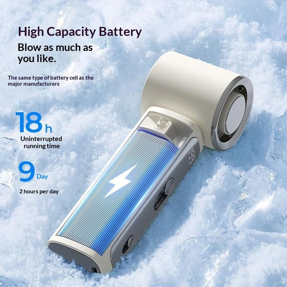Y33 Mini Handheld Cooling Fan 199-Speed 18h Battery LED Digital Display TEC Superconducting Ice Cooling Fan for Outdoor - White - 6