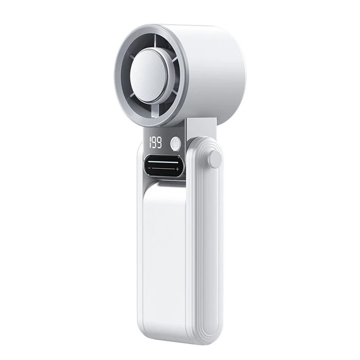 Y38 Foldable Handheld Fan 3000mAh Semiconductor Ice Cooling 199-Speed LED Digital Display Mini Fan for Outdoor - White - 1