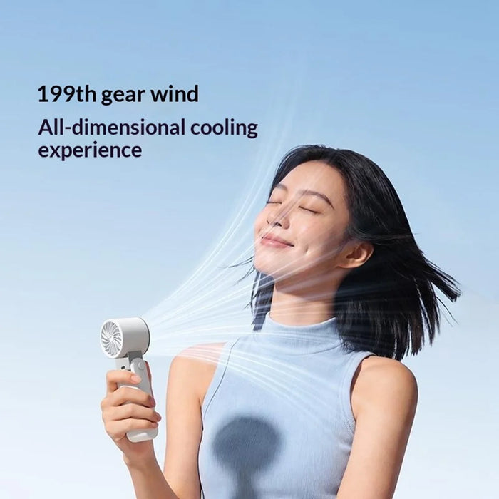 Y38 Foldable Handheld Fan 3000mAh Semiconductor Ice Cooling 199-Speed LED Digital Display Mini Fan for Outdoor - White - 4