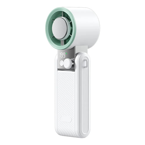 Y39 Folding Handheld Cooling Fan 3000mAh TEC Semiconductor Ice 199-Speed Levels Mini Fan for Outdoor Indoor - White - 1