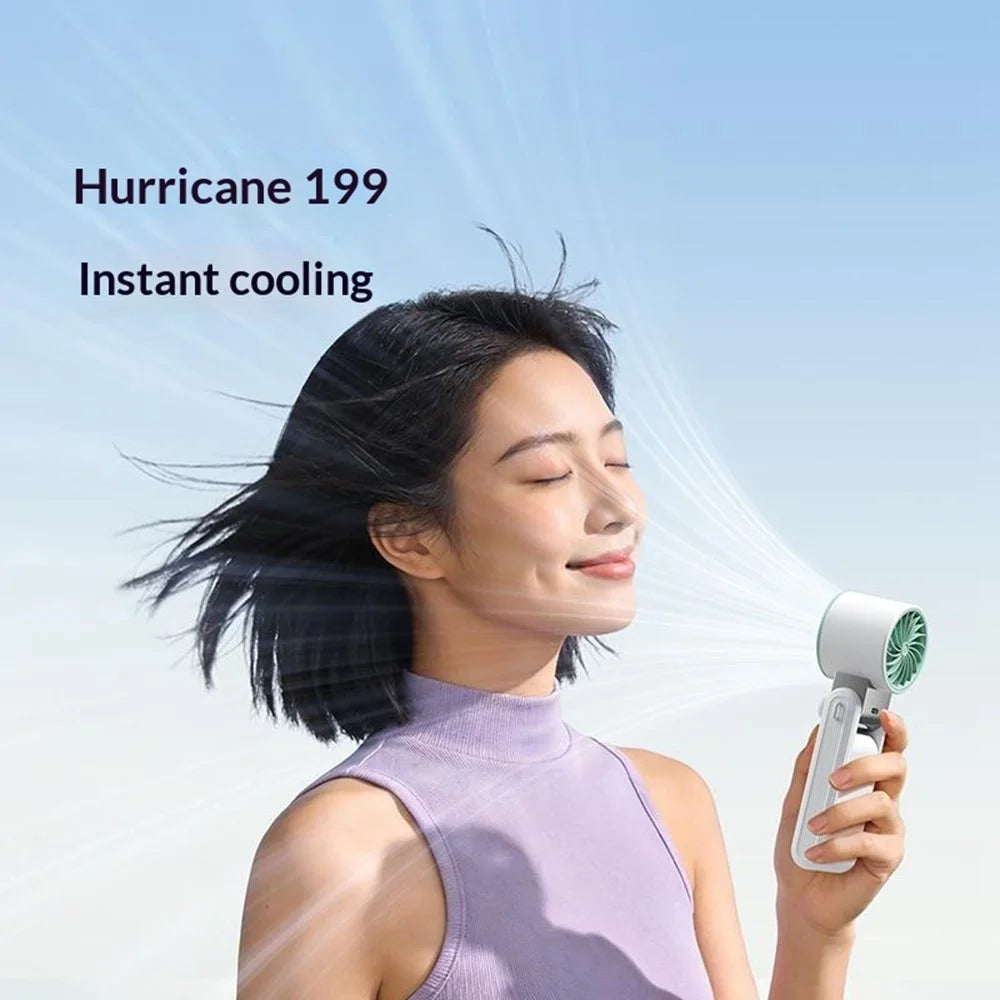 Y39 Folding Handheld Cooling Fan 3000mAh TEC Semiconductor Ice 199-Speed Levels Mini Fan for Outdoor Indoor - White - 5