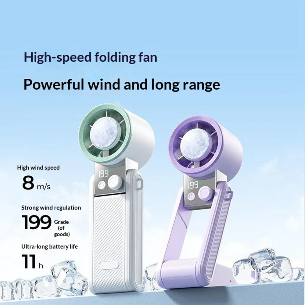 Y39 Folding Handheld Cooling Fan 3000mAh TEC Semiconductor Ice 199-Speed Levels Mini Fan for Outdoor Indoor - White - 7