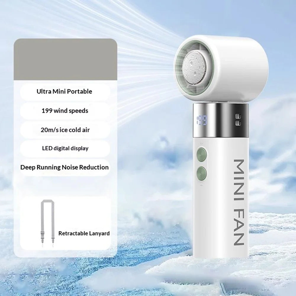 Y41 Folding Handheld Cooling Fan 199-Speed Levels 3000mAh Battery LED Display Ultra Mini Portable Fan for Outdoor Indoor - White - 2