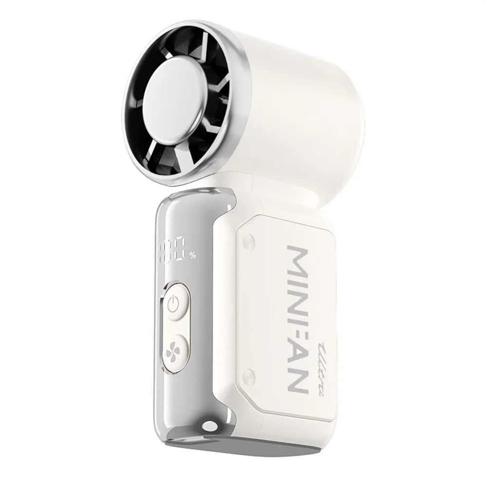 K813 Mini Handheld Fan 3600mAh 199-Speed Levels Digital Display Portable Cooling Fan for Outdoor - White - 1