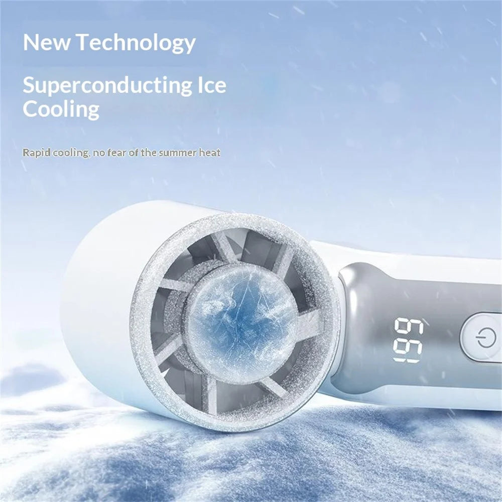 K813 Mini Handheld Fan 3600mAh 199-Speed Levels Digital Display Portable Cooling Fan for Outdoor - White - 2