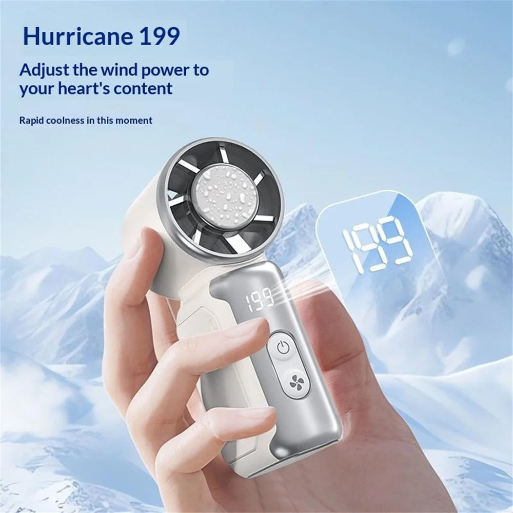 K813 Mini Handheld Fan 3600mAh 199-Speed Levels Digital Display Portable Cooling Fan for Outdoor - White - 3