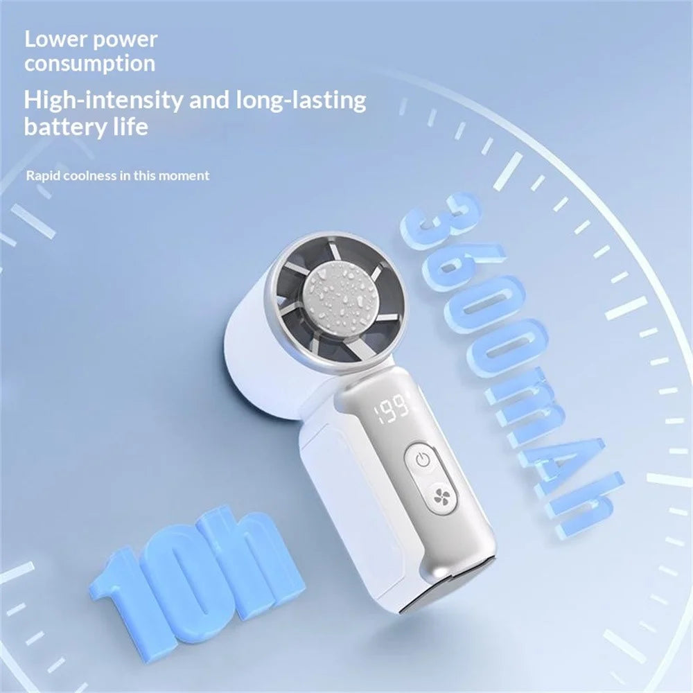 K813 Mini Handheld Fan 3600mAh 199-Speed Levels Digital Display Portable Cooling Fan for Outdoor - White - 5